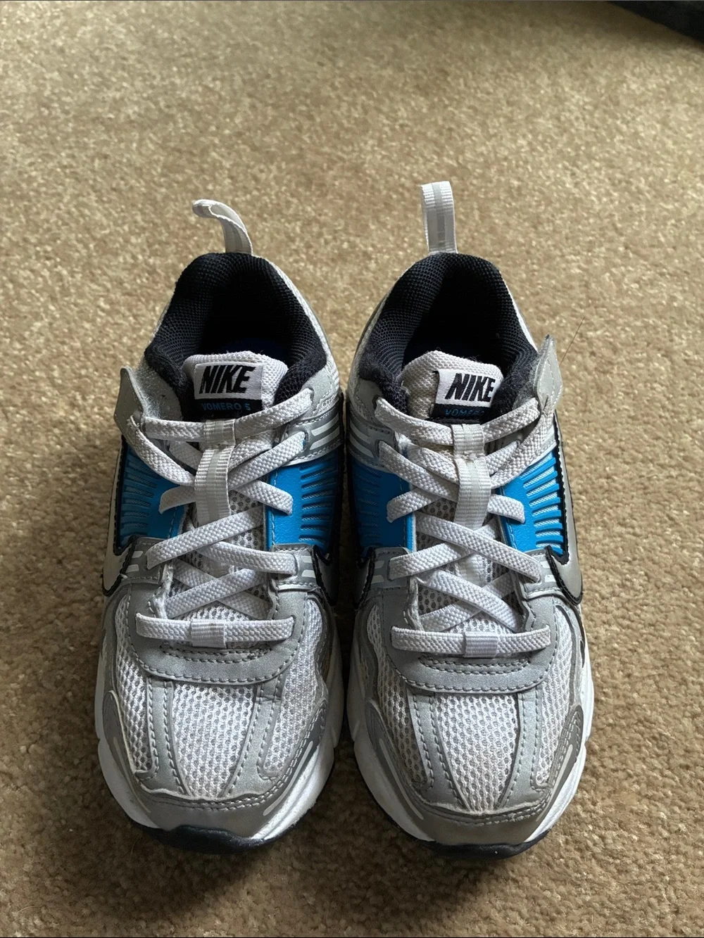 Nike Kids White, Blue & Black Athletic Sneakers